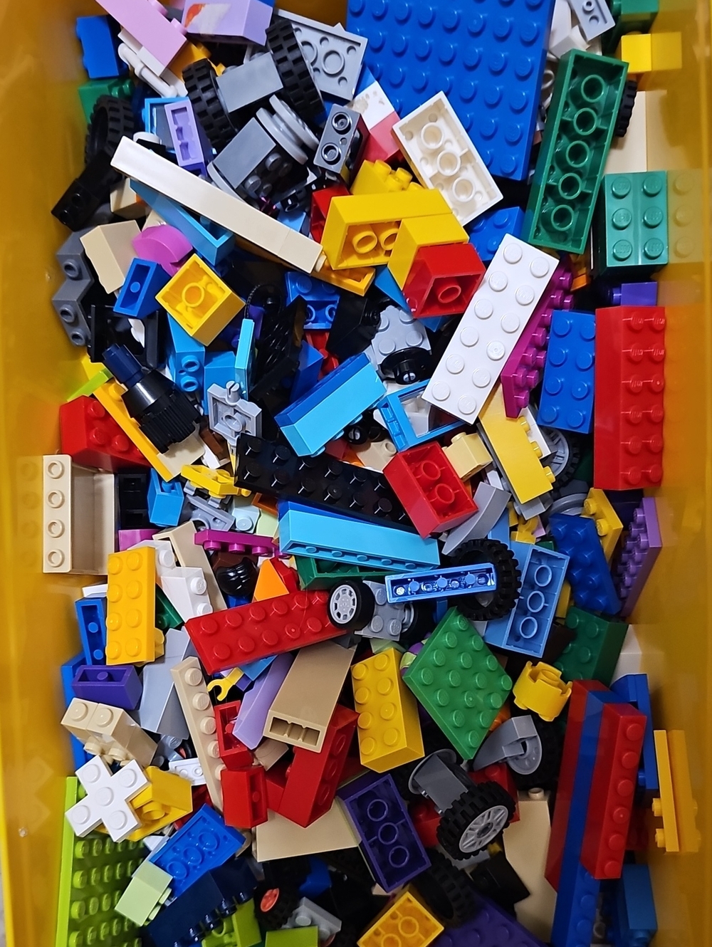 Lego Mixed Bricks in Red, Blue, Yellow, Green, White, Black, Purple, Tan